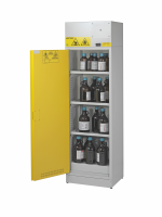 Armadio di sicurezza filtrato ed aspirato per lo stoccaggio di 70 litri di prodotti chimici, acidi, basi, in conformita’ alle norme EN 61010-1, EN 16121, EN 16122 - marchio CE - certificato TÜV