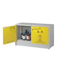 Armadio di sicurezza filtrato ed aspirato per lo stoccaggio di 45 litri di prodotti chimici, acidi, basi, in conformita’ alle norme EN 61010-1, EN 16121, EN 16122 - marchio CE - certificato TÜV