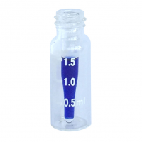 Vial a vite 8 mm trasparente con inserto integrato ed etichetta 11,6 x 32 mm